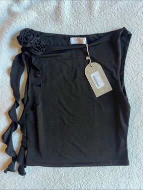 Meshki Isabella Sleeveless Rose Top in Black - XS - NWT